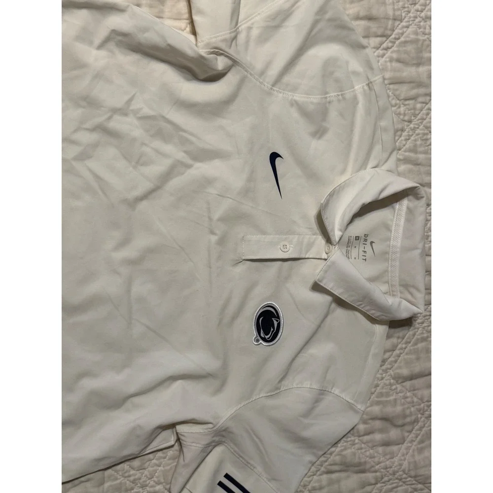 Nike Penn State Nittany Lions Dri-FIT Polo Shirt Womens Medium White Navy Blue